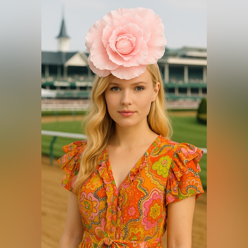 New Fun Floral Pink Fascinator Derby Oaks Ascot Ready Hat Flower Headwear